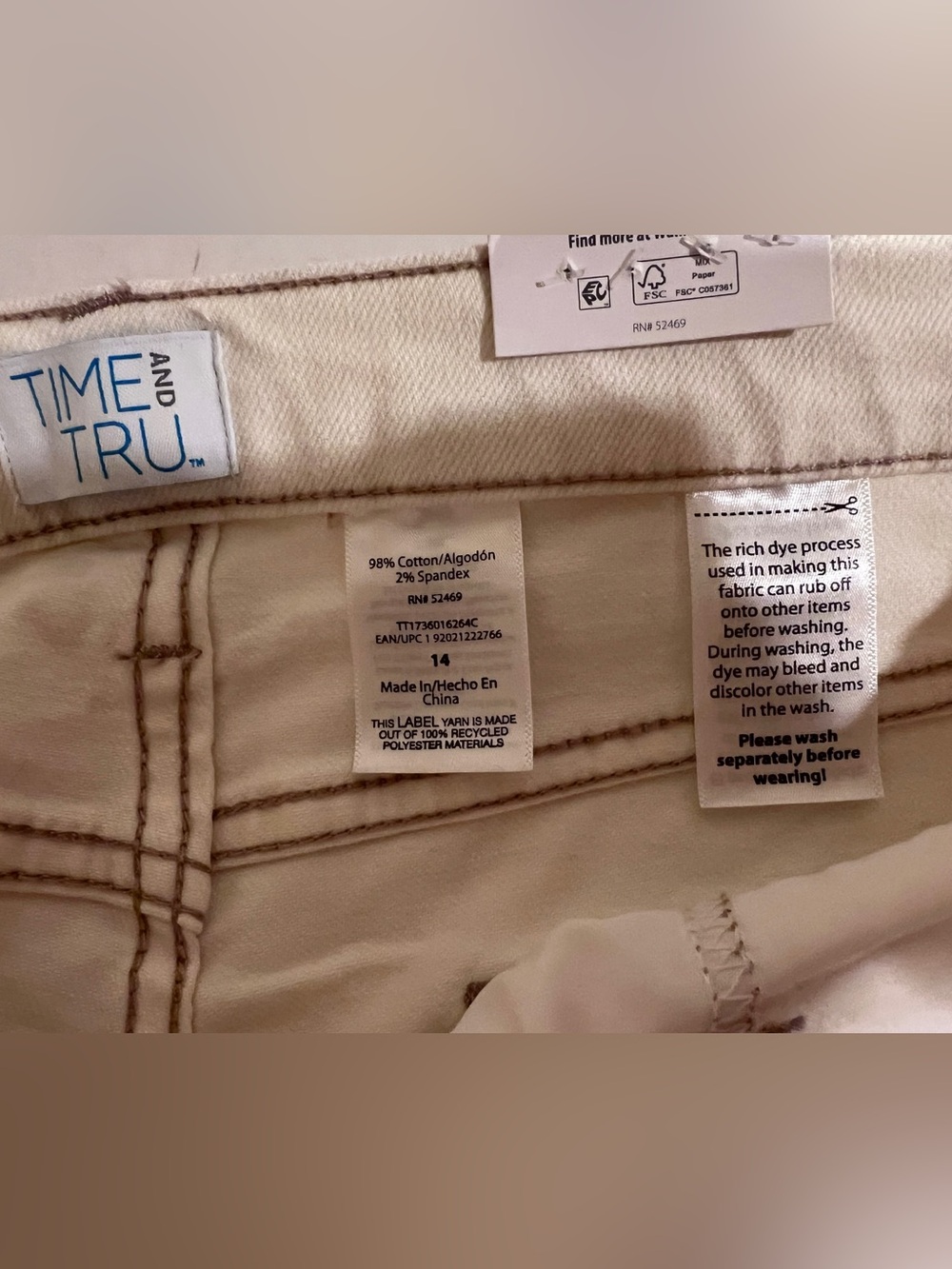 NWT Time & Tru Women’s Ivory Barrel Leg Jeans High Rise Utility Pants Ivory 14 - Picture 7 of 14